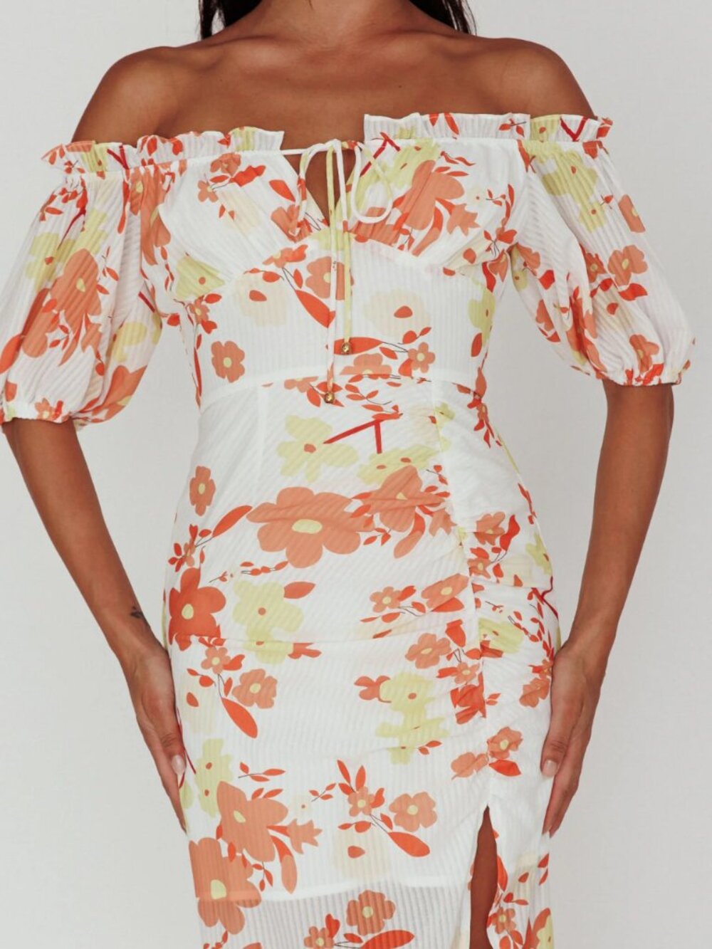 NWT Selfie Leslie Floral Midi Dress with side slit - Small
